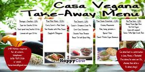 Take-away Menu (Menu varies) please ask for updates at Vegan Life Energy - Beach Breaks in Denia