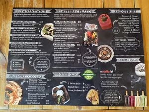Menu at Falafel Bar in Manuel Antonio