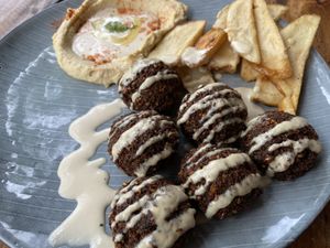 Falafel plate  at Falafel Bar in Manuel Antonio