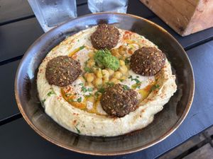 Hummus plate at Falafel Bar in Manuel Antonio