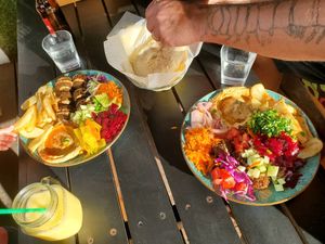 Seriously, look at those rainbow plates at Falafel Bar in Manuel Antonio