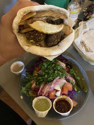 Fallafel Pita and take how many salad you want   at Falafel Bar in Manuel Antonio