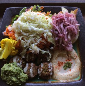 falafel plate with salad  at Falafel Bar in Manuel Antonio