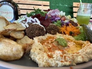 Falafel platter  at Falafel Bar in Manuel Antonio