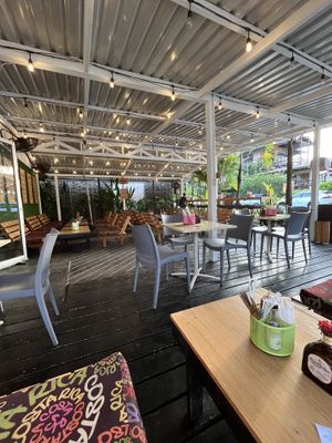 Seating area  at Falafel Bar in Manuel Antonio