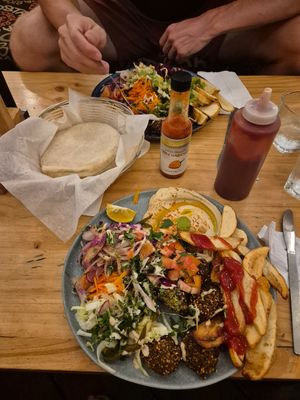 Falafel plate at Falafel Bar in Manuel Antonio