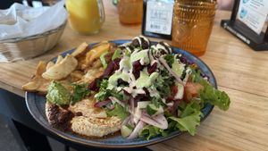 Falaffel plate with salad  at Falafel Bar in Manuel Antonio