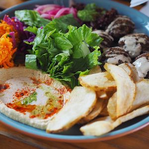 Falafel plate at Falafel Bar in Manuel Antonio