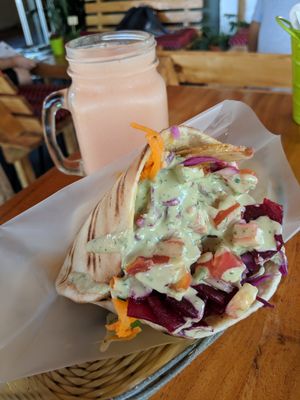 Falafel pita (it was so yummy) at Falafel Bar in Manuel Antonio