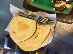 pita bread at Falafel Bar in Manuel Antonio
