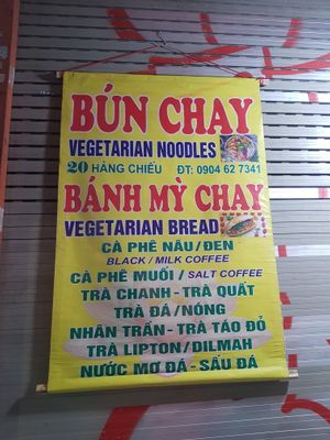 Menu at Bún Chay Chị Hải in Hanoi
