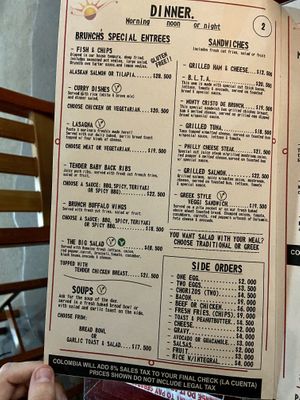 Menu page 2 of 5, February 2020 at Brunch de Salento in Salento