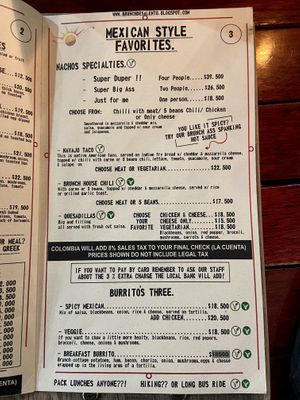 Menu page 3 of 5, February 2020 at Brunch de Salento in Salento