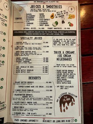 Menu page 5 of 5, February 2020 at Brunch de Salento in Salento