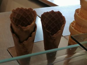 Vegan cones at Shepherds Ice Cream in Abergavenny