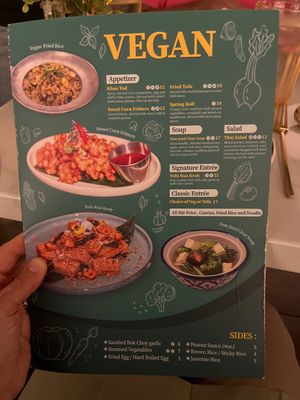 Vegan menu  at Charoen Krung in New York City