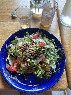 Yummmmy flatbread with lots of toppings   at Cornershop  in Johanneshov