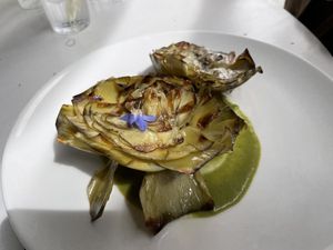 Roast artichoke   at Casa Costa in Barcelona