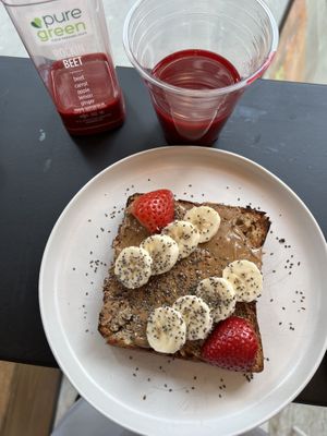 Daybreak toast (almond butter on multigrain toast)   at Le Cafe Coffee in New York City
