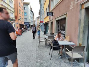 Limited outdoor seating at Swing Kitchen in Zurich