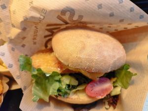 Pink Burger at Swing Kitchen in Zurich