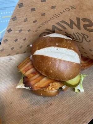 The Bavarian burger  at Swing Kitchen in Zurich