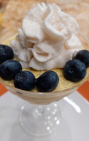 Lemon chia pudding at breakfast, one of many courses at Salisbury House at Bethany Beach in Frankford
