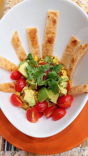 Tofu scramble Mex style with avocado and black beans at Salisbury House at Bethany Beach in Frankford