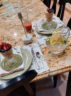 Fruit & nut parfait to start breakfast at Salisbury House at Bethany Beach in Frankford