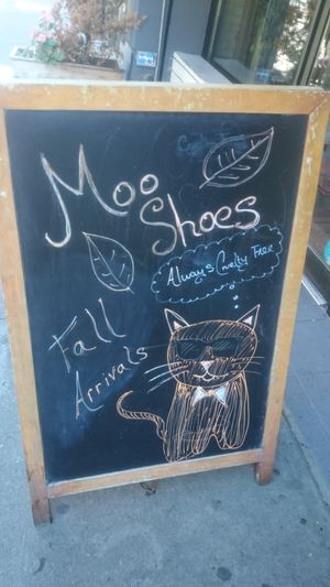 Outside at MooShoes in New York City