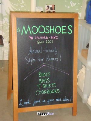 sign at MooShoes in New York City