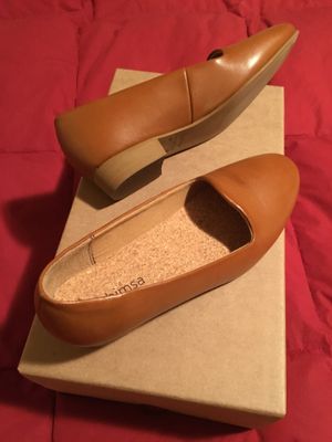 Tan pumps with low heel at MooShoes in New York City