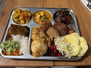Vegan feast - mix of Czech food with an Indian/ Asian twist   at Dhaba Beas - Tynska in Prague