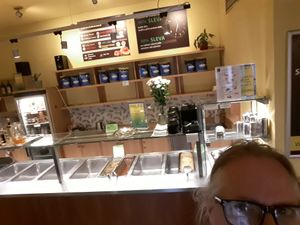 A glance at the buffet( behind my head), which is almost empty because of closing time. at Dhaba Beas - Tynska in Prague