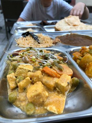 A lovely yellow curry with tofu :) at Dhaba Beas - Tynska in Prague