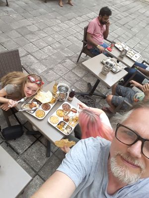 Enjoying our meal at Dhaba Beas at Dhaba Beas - Tynska in Prague