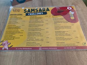 Menu at SAMSARA in Lima