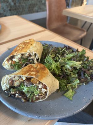 Roasted Cauliflower Wrap with side saladd  at Bearcat Baked in New Orleans