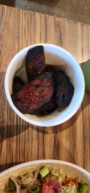 Blackened caramelized plantains at Viva Chicken in St George