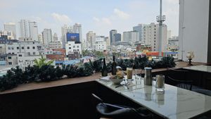 View from the rooftop bar (there is also a full rooftop one floor higher!) at On The Move in Seoul