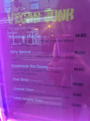 Menu at Smashbird in Galway