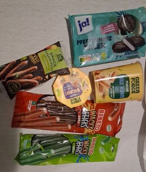 Some of the snacks we bought at REWE Voll Pflanzlich in Berlin