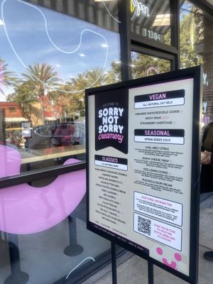 Exterior w/Vegan Options Clearly Labeled (Oat Milk) 🌱💕  at Sorry Not Sorry Creamery in Cerritos