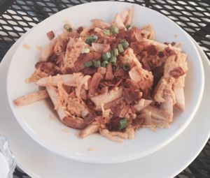 vegan bacon cheese fries at Trinity Hall in Dallas