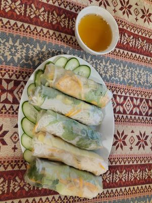 Fresh spring rolls at Trang An Skyline Restaurant in Ninh Binh