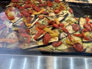 Pizza with mixed grilled vegetables   at BONA in Rome