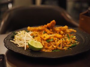 Pad Thai with Tempura Enoki Mushrooms  at Mercy Republic in Bangkok