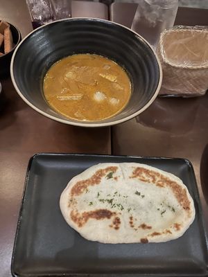 Curry and naan  at Mercy Republic in Bangkok