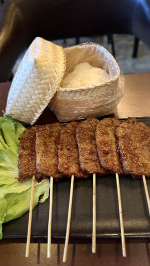 Grilled meat with BBQ steak sauce and sticky ricee #Veganuary at Mercy Republic in Bangkok