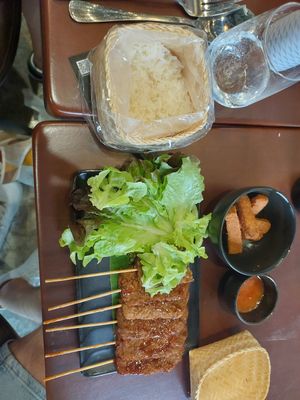 Bbq meat and sticky rice at Mercy Republic in Bangkok
